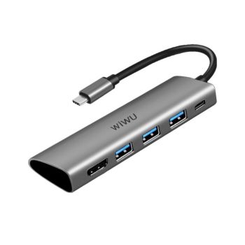 Wiwu Alpha 5 in 1 USB-C Hub Multi-Port Connect Hub - Gray (A531HG)