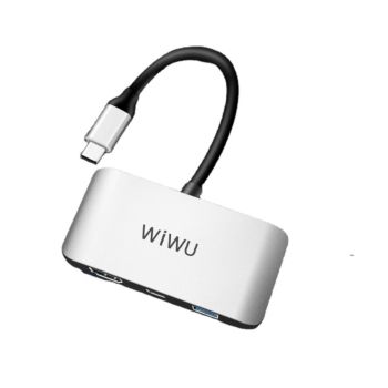 Wiwu Alpha 3 in 1 USB-C Hub Multi-Port Connect Hub - Gray (C2H)