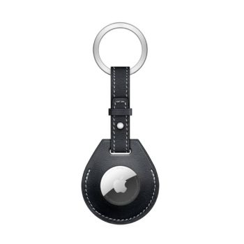 WIWU Leather Calfskin Key Ring For Airtag - Black (KR-BU)