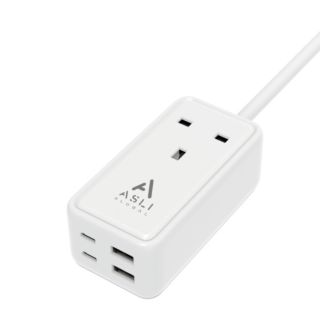 Asli Global 65W GaN Extension Cord with 4 USB Power Strip - White | PS65W