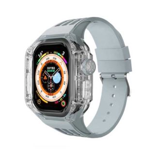 Coteci 49MM Apple Watch Ultra Watch Rubber Sports Band With Transparent Case - Gray (22035-GY)