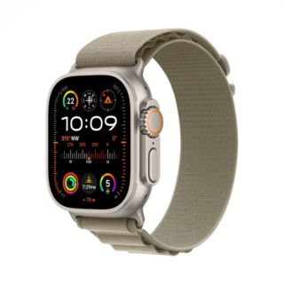 Apple Watch Ultra 2 GPS + Cellular, 49mm Titanium Case with Olive Alpine Loop - Large | MRF03AE/A