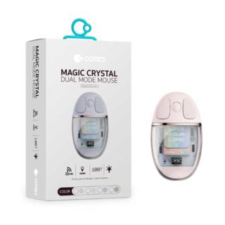 Coteci Magic Crystal Mouse Transparent Texture Dual-mode Mouse, Silent And Not Disturbing, Smart Percussion - Pink (84011-PK)