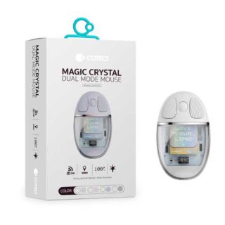 Coteci Magic Crystal Mouse Transparent Texture Dual-mode Mouse, Silent And Not Disturbing, Smart Percussion - White (84011-WH)