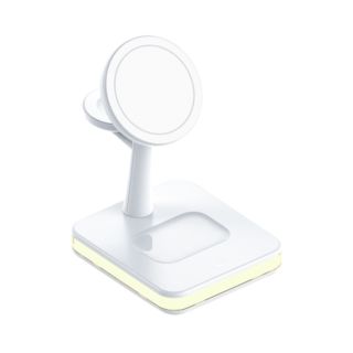 991 3 in 1 15W Electromagnetic Induction Wireless Fast Charging with 360 Degree Rotating Holder(White)
