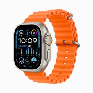 Apple Watch Ultra 2 GPS + Cellular, 49mm Titanium Case with Orange Ocean Band | MREH3AE/A