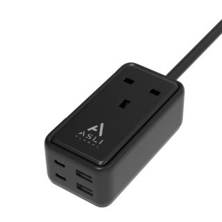 Asli Global 65W GaN Extension Cord with 4 USB Power Strip - Black | PS65B