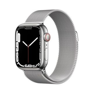 Apple Watch Series 7 41MM Stainless Steel GPS + Cellular - Silver Stainless Steel Case with Silver Milanese Loop (MKHX3)