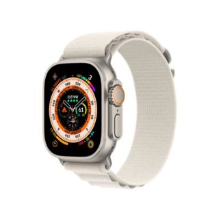 Apple Watch Ultra 49MM GPS + Cellular - Titanium Case with Starlight Alpine Loop - Small (MQFQ3)
