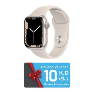 Apple Watch Series 7 41mm GPS - Starlight Aluminum Case With Starlight Sport Band (MKMY3) With 10KD Voucher