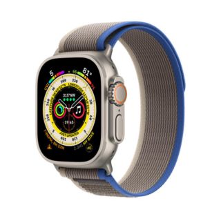 Apple Watch Ultra 49MM GPS + Cellular - Titanium Case with Blue - Gray Trail Loop - Small - Medium - MNHL3