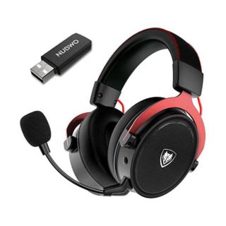 NUBWO Wireless Gaming Headset with Fixed Mic Soft Memory Earmuffs- Black Red (G07-BT)