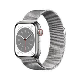 Apple Watch Series 8 41MM Stainless Steel GPS + Cellular Silver Stainless Steel Case With Silver Milanese Loop (MNJ93)