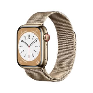  Apple Watch Series 8 45MM Stainless Steel GPS + Cellular Gold Stainless Steel Case With Gold Milanese Loop (MNKR3)