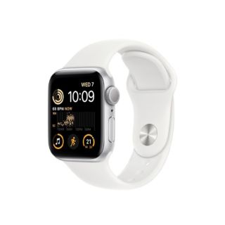 Apple Watch SE 2022 44mm GPS - Silver Aluminum Case with White Sport Band (MNTJ3)