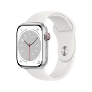 Apple Watch Series 8 45MM GPS + Cellular Silver Aluminum Case With White Sport Band (MP4L3)