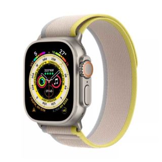 Apple Watch Ultra 49MM GPS + Cellular - Titanium Case with Yellow/Beige Trail Loop - Medium - Large - MQFE3