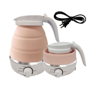 Multi Function Folding Electric Kettle Adjustable Temperature Control Portable - Pink