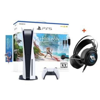 Sony PlayStation 5 PS5 Console Disk Version With Horizon Forbidden West Game + Gaming Headphone