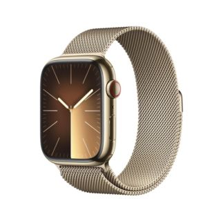 Apple Watch Series 9 45mm GPS + Cellular - Gold Stainless Steel Case with Gold Milanese Loop | MRMU3QA/A
