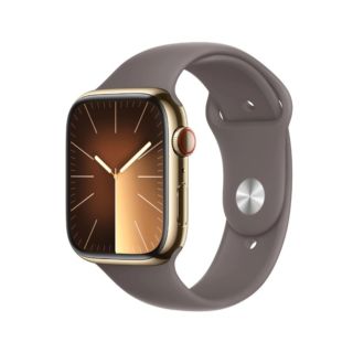 Apple Watch Series 9 41mm GPS + Cellular - Gold Stainless Steel Case with Clay Sport Band - S/M | MRJ53QA/A
