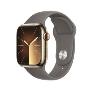Apple Watch Series 9 41mm GPS + Cellular - Gold Stainless Steel Case with Clay Sport Band - M/L | MRJ63QA/A