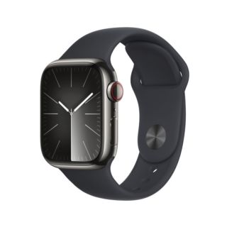 Apple Watch Series 9 41mm GPS + Cellular - Graphite Stainless Steel Case with Midnight Sport Band - S/M | MRJ83QA/A