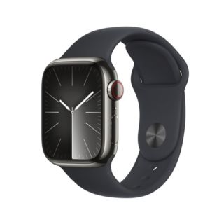 Apple Watch Series 9 41mm GPS + Cellular - Graphite Stainless Steel Case with Midnight Sport Band - M/L | MRJ93QA/A