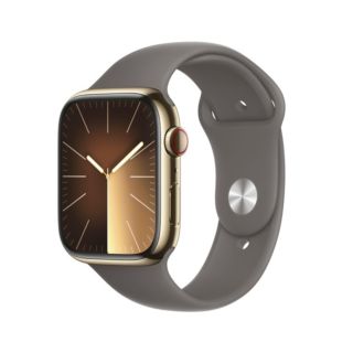 Apple Watch Series 9 45mm GPS + Cellular - Gold Stainless Steel Case with Clay Sport Band - S/M | MRMR3QA/A