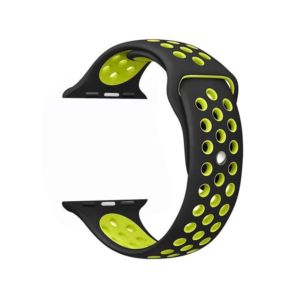 Coteetcl 44/45MM For Apple Watch Silicone Nike - Black + Yellow (WH5217-BK-YL)