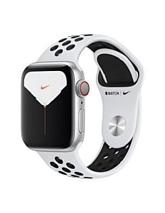 Apple Watch Series 5 - 40MM Cellular Silver Aluminum Case with Platinum/Black Nike Sport Band (MX3C2)