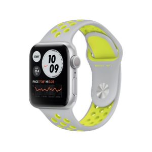Coteetcl 40/41MM For Apple Watch Silicone Sport Nike - Silver + Yellow (WH5216-TS-YL)